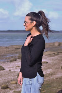 Ebony Curve Hem Top