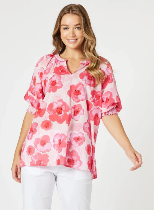 Threadz Pink Poppies Top