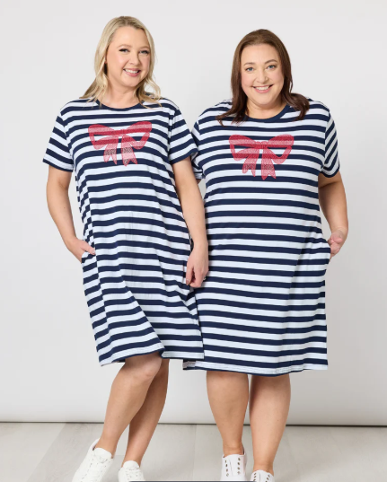 Threadz Red Bow Stripe Dress