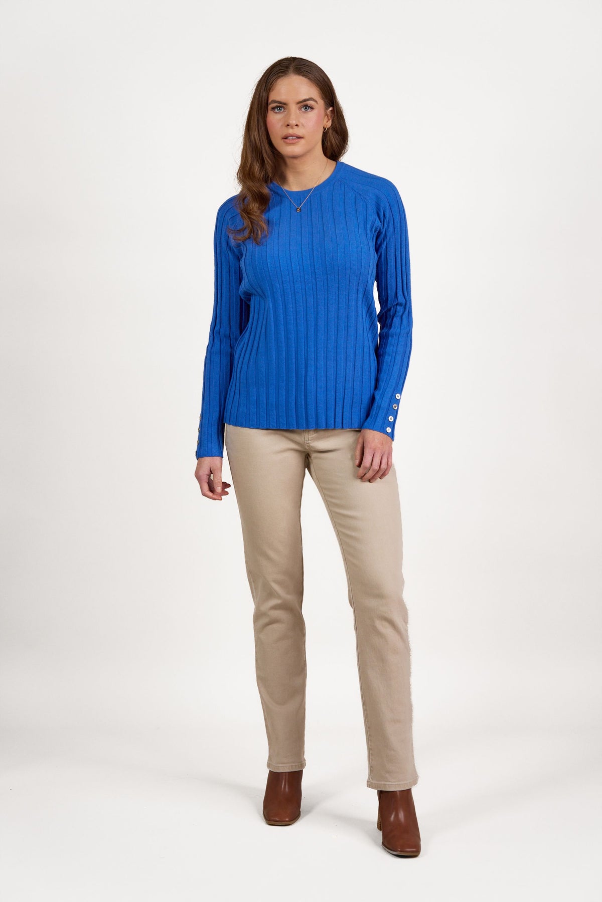 Vassalli Round Neck Ribbed Jumper