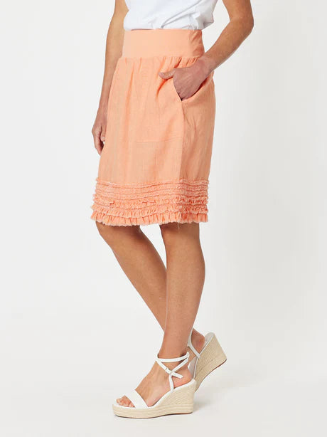 Gordon Smith Ruffle Hem Linen Skirt