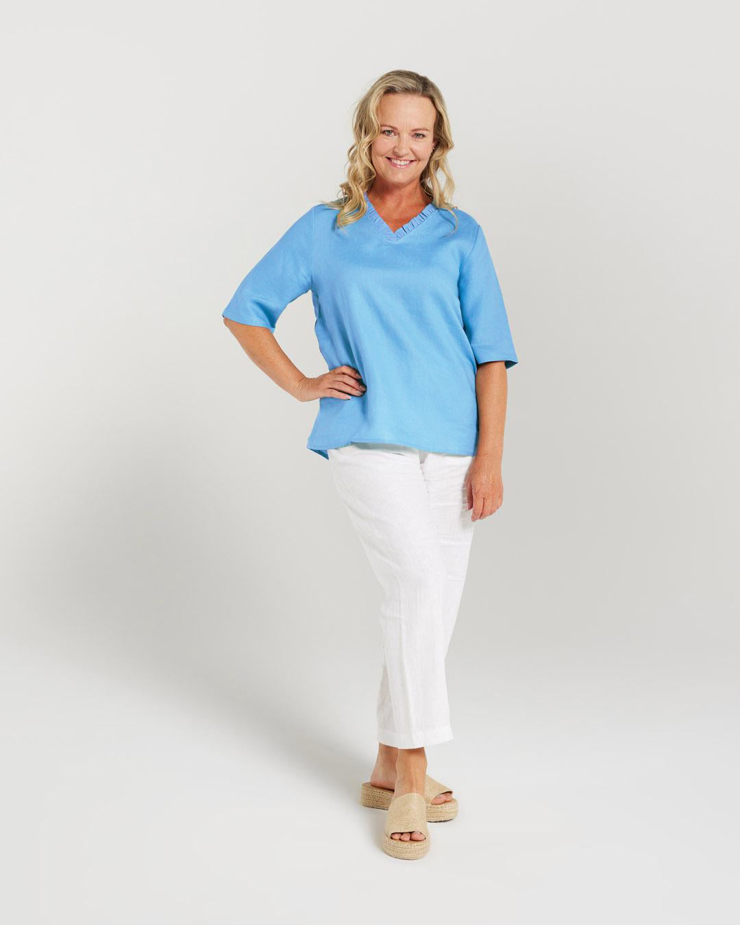 Blackstone Ruffle V-neck